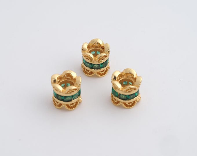 1 pcs Gold Tube Spacer Beads, 18K Gold Filled Round Beads,Dainty Cylinder Bracelet Necklace Spacer Beads, DIY Jewelry Supplies,7.2x7mm