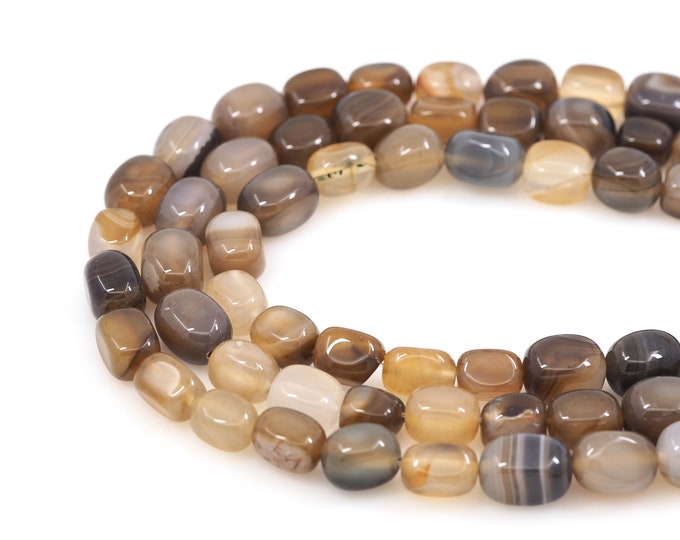 Natural Stone Necklace, Baguette Beads,Transparent Black Natural Stone Rectangular Beads,Rectangular Beads, 8x12mm