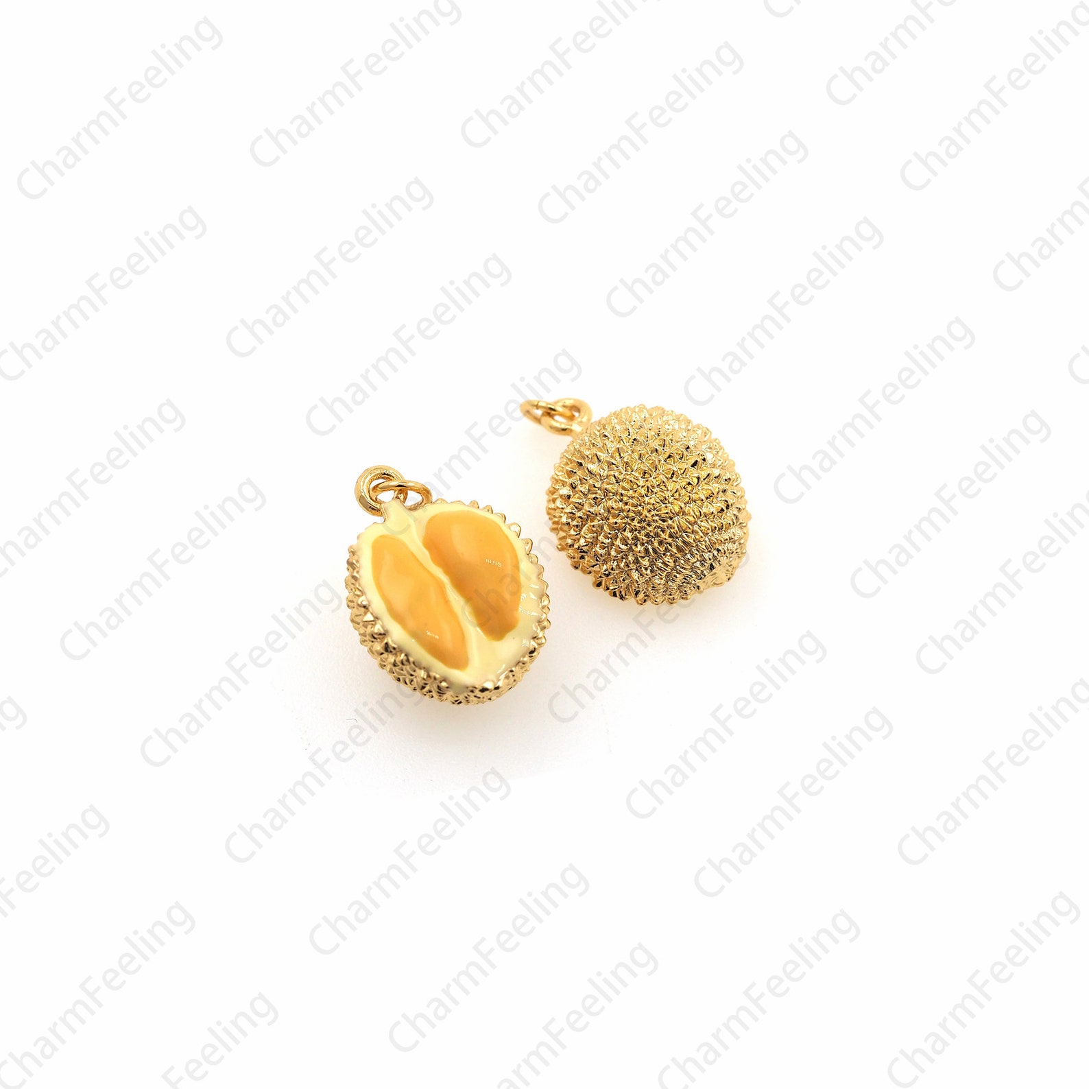 Durian Pendant, Fruit Charm, 18K Gold Filled Enamel Durian Necklace ...