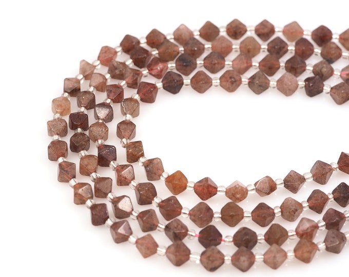 Strawberry Crystal Necklace, Faceted Diamond Gem Bead, Natural Stone Chain, Natural Stone Bead, DIY Bracelet Necklace Accessories, 10mm