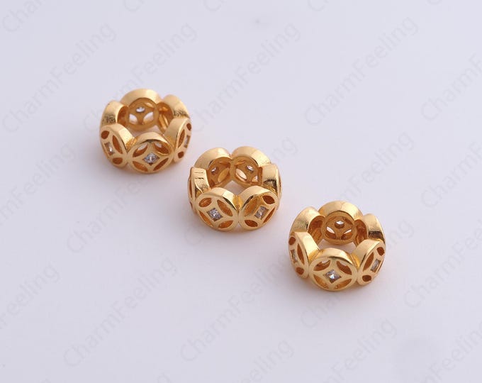 Gold Round Spacer Beads, 18K Gold Filled Tube Beads,Dainty Round Bracelet Necklace Spacer Beads, DIY Jewelry Supplies,9.8x4.8mm