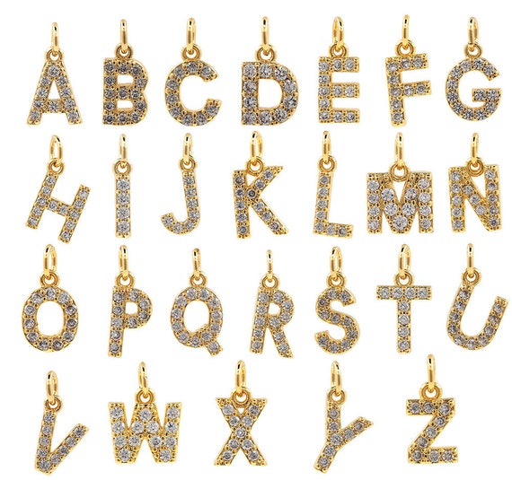 Colorful Micro Pave Rhinestone Letter Alphabet Charms For Earrings