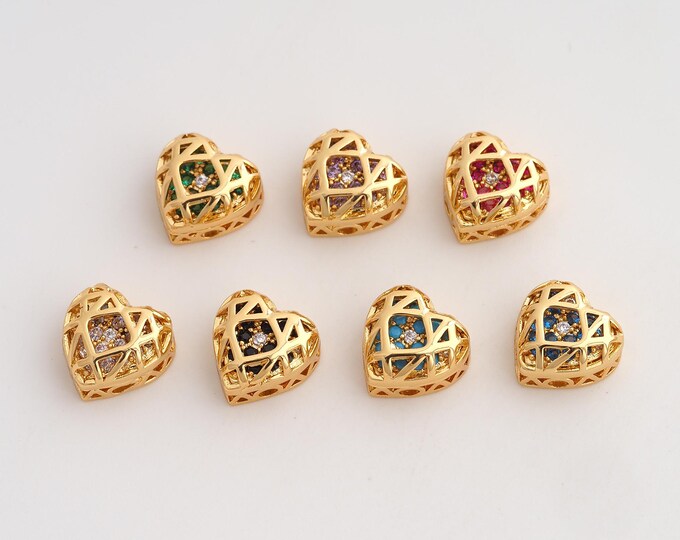 10 pcs 18K Gold Filled Gemstone Spacer Beads,Heart Gemstone Beads,Heart Beads,DIY Jewelry Supplies,10x10mm