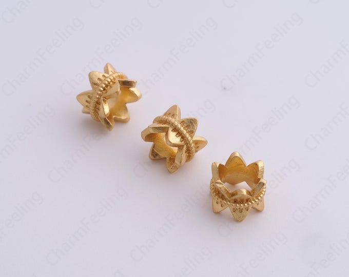 5 pcs Gold Flower Spacer Beads, 18K Gold Filled Tube Beads,Dainty Flower Bracelet Necklace Spacer Beads, DIY Jewelry Supplies,7.2x5.3mm