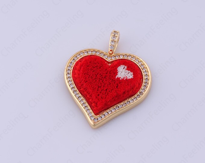 Enamel Heart Charm, 18K Gold Filled Heart Pendant,Heart Charms,Love Charms,DIY Jewelry Accessories 33.7x27x5mm