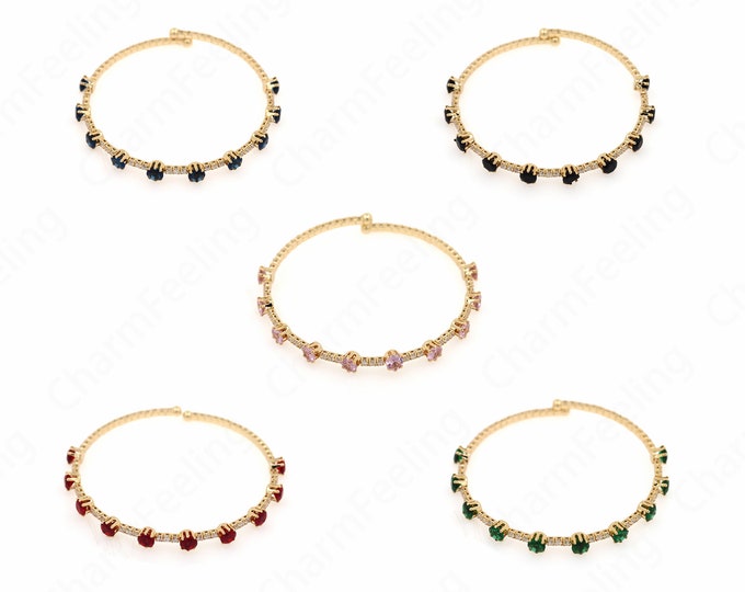 Friendship Bracelet,Zircon Tennis Bracelet,Fashion Bracelet,Adjustable Bracelet,Zircon Bracelet,18K Gold Filled Dainty Bracelet,66mm