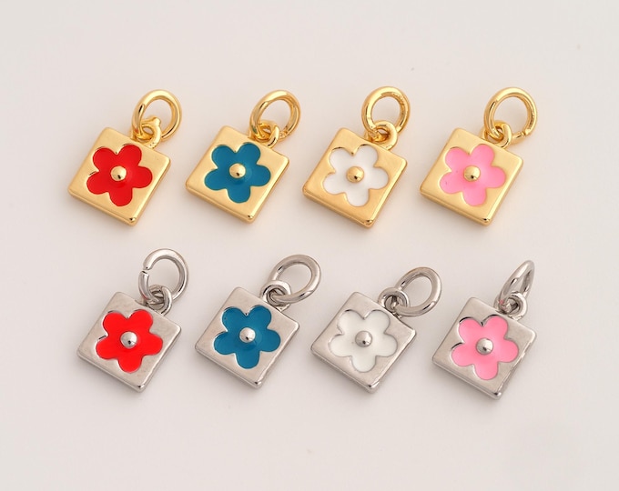 Enamel Flower Pendant,Flower Pendant,18K Gold Filled Flower Charm,DIY Jewelry Accessories,13x7x2.2mm