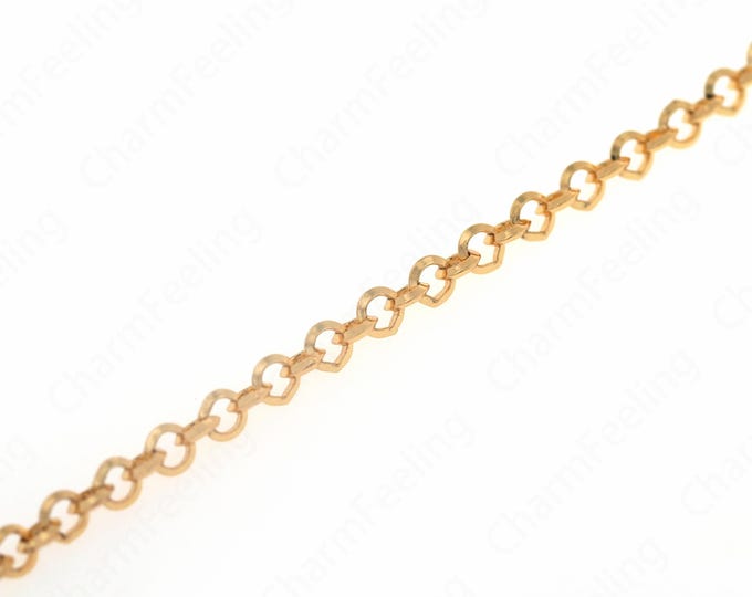 1 Meter, Brass Gold-Plated Chain, 18K Gold Filled Round Twisted Chain, Exquisite Chain Necklace, Welded Chain,4.8x1.1mm