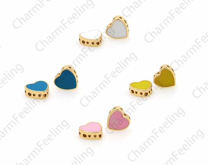 18K Gold Filled Eye Spacer Beads, Enamel Heart-Shaped Eye Spacer Beads, Eye Charm, Enamel Charm,12x12x4.8mm
