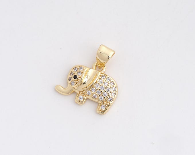 Elephant Pendant, Animal Charm,18K Gold Filled Elephant Charm, DIY Jewelry Making Accessories 17x15.5x3.7mm