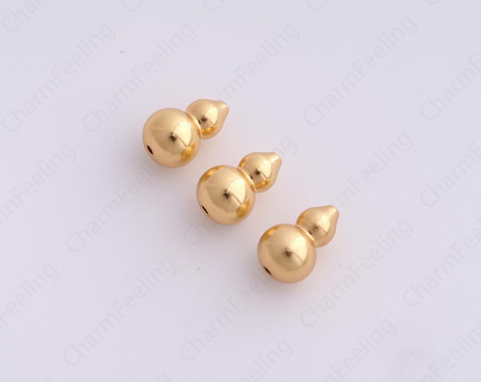 5 pcs Gold Gourd Spacer Beads, 18K Gold Filled Gourd Beads,Dainty Gourd Bracelet Necklace Spacer Beads, DIY Jewelry Supplies,10.3x6.7mm