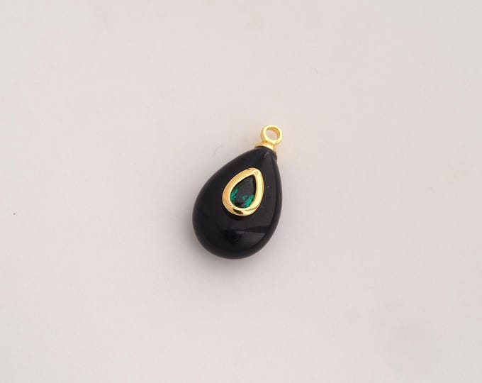 Natural Stone Pendant,Energy Stone Pendant,18K Gold Filled Water Drop Charm,DIY Jewelry Accessories,18.6x10x6.5mm