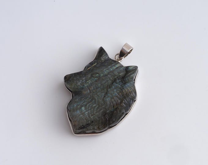 Natural Stone Pendant,Wolf Gemstones Charms,Animal Gemstones Charm,DIY Jewelry Accessories,42.5x29x10.2mm