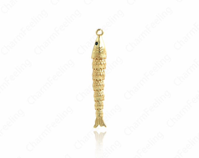 Fish Jewelry, Dainty Fish Necklace, Tropical Fish Pendant, 18K Gold Filled Fish Pendant,Marine Life Jewelry, 48x7.3x6mm