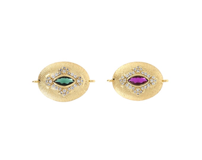 Eye Connector, Micropavé CZ Eye Connector,18K Gold Filled Eye Connector,Eye Charm, DIY Jewelry Accessories 22.7x14.5x5mm