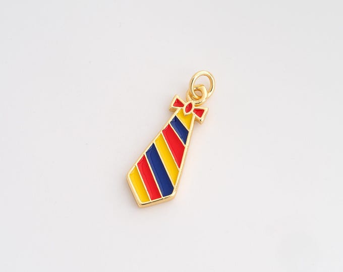 Enamel Tie Pendant,Tie Pendant,18K Gold Filled Tie Charm,DIY Jewelry Accessories,26.5x8.7x2mm