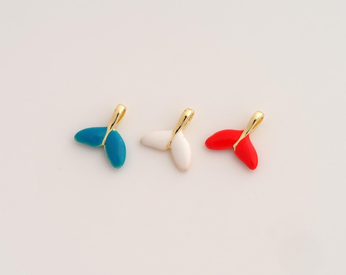 Enamel Fishtail Pendant,Fishtail Pendant,18K Gold Filled Fishtail Charm,DIY Jewelry Accessories,9.5x9.5x2mm