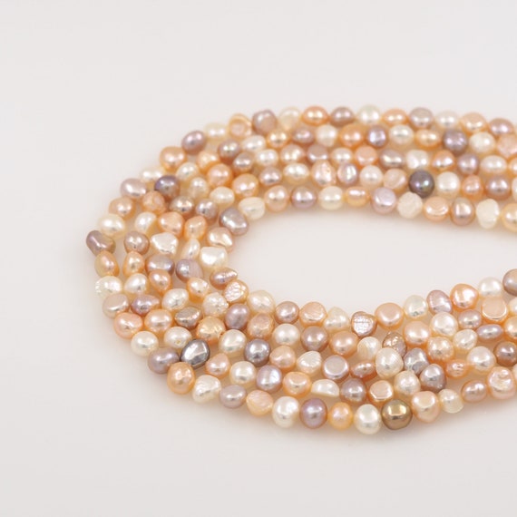 1 Str,Real Freshwater Pearls, Irregular Pearls,AAA, Three-Color Pearl  Necklace, DIY Pearl Accessories, Multi-Size Pearls, Length 35 cm