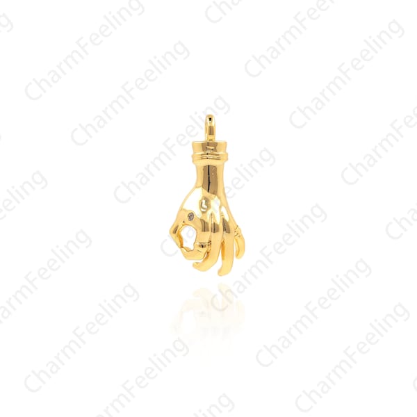 OK Gesture Pendant, Gesture Necklace, CZ Hand Pendant, Gesture Charm, DIY Jewelry Making Accessories 22.6x10x5.3mm 1pcs