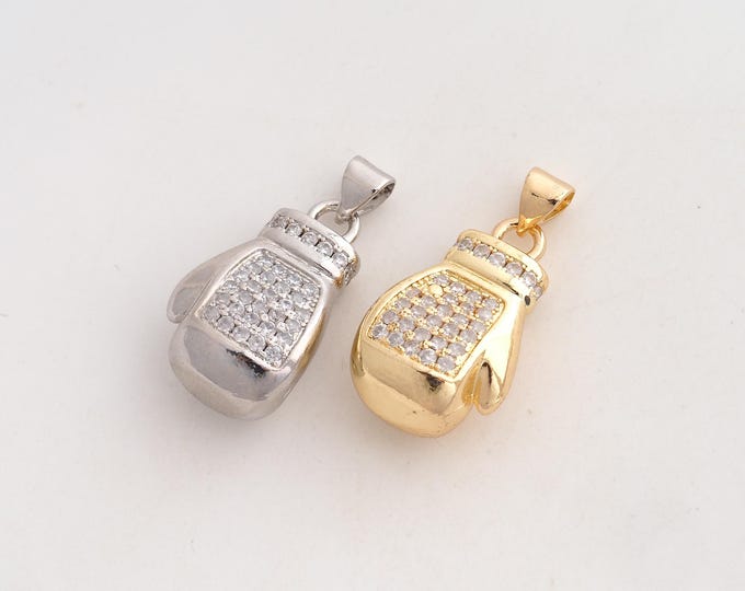 CZ Boxing Glove Pendant,Boxing Pendant,18K Gold Filled Glove Charm,DIY Jewelry Accessories,27.2x13.7x9.6mm