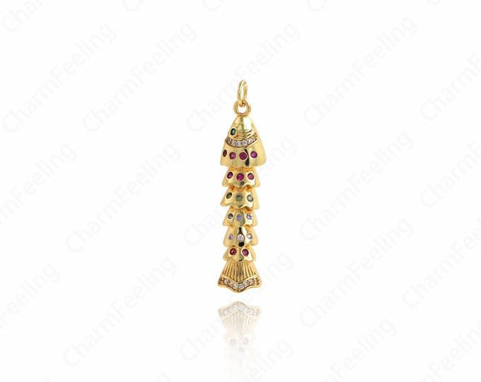 Fish Jewelry, Dainty Fish Necklace, Tropical Fish Pendant, 18K Gold Filled Fish Pendant,Marine Life Jewelry, 38x8.5x4.5mm