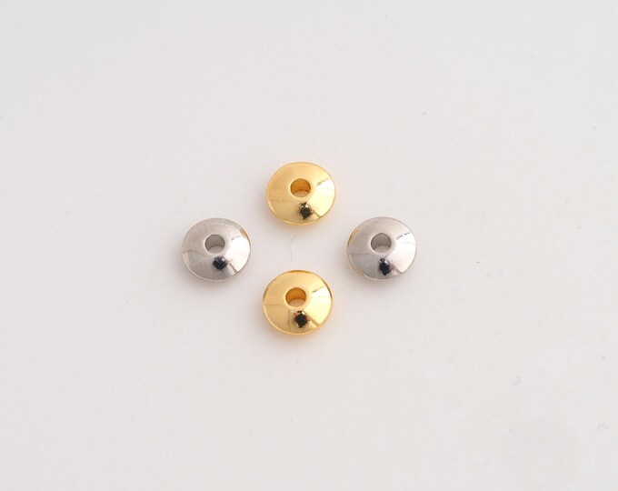 10 pcs 18K Gold Filled Round Flat Spacer Beads,Round Beads,Flat Beads,DIY Jewelry Supplies,6.2x2.7mm Hole 2.2mm