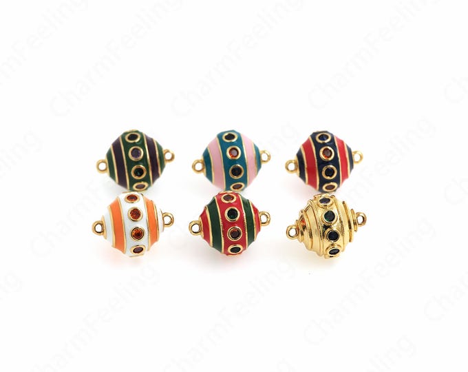 Enamel Round  Connectors,18K Gold Filled Ball Connectors for DIY Jewelry Making Supplies 20x25.5mm