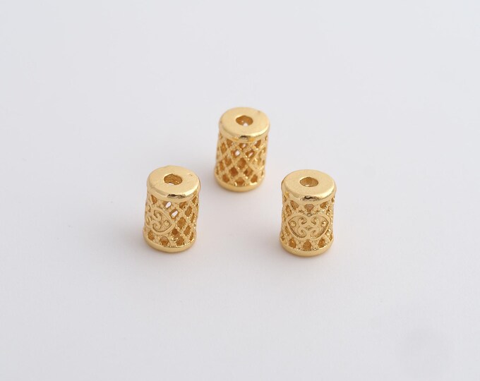 5 pcs Gold Tube Spacer Beads, 18K Gold Filled Round Beads,Dainty Round Bracelet Necklace Spacer Beads, DIY Jewelry Supplies,6.8x4.8mm