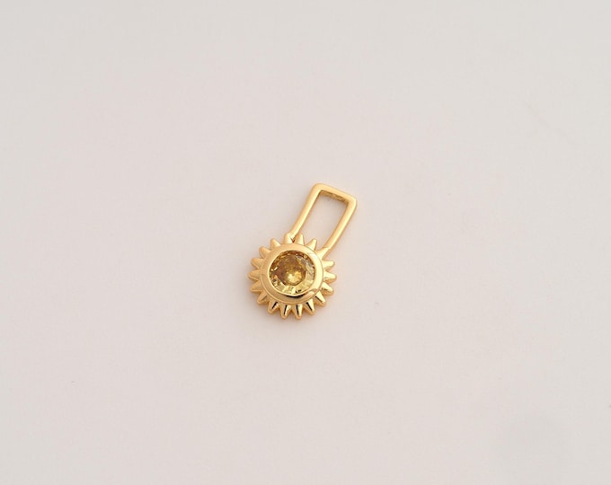 CZ Sun Pendant,Celestial Pendant,18K Gold Filled Sunburst Charm,DIY Jewelry Accessories,12.8x7.8x2.5mm