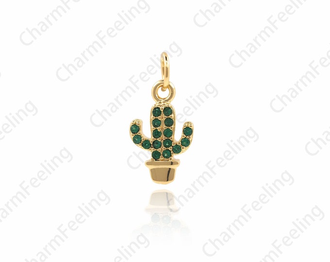 Cactus charm Necklace,Earrings ear hook pendant bracelet DIY jewelry accessories  17*8mm 1PCS