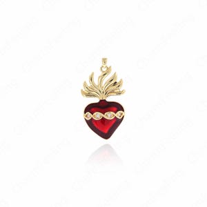Emaille Herz Anhänger, Herz Charm, roter Herz Charm, Herz Halskette, Emaille Charm, DIY Schmuckherstellung Zubehör 43x23.3x6.4 mm