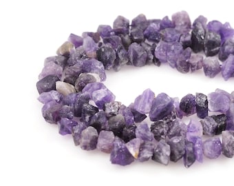 Rough Amethyst Beads,Primeval Natural Stone,Unfinished Purple Gemstone Beads,Unfinished Natural Stone,Gem Chain,7-10x10-15mm