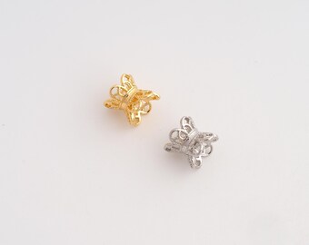 5 pcs 18K Gold Filled Flower Tube Spacer Beads,Flower Beads,Tube Beads,DIY Jewelry Supplies,7.6x7.5mm Hole 2.5mm