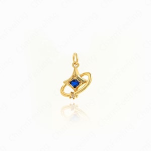 18K Gold Filled Planet Charm,Micropavé CZ Polaris Charm,Star Rings Pendant,Saturn Necklace, DIY Jewelry Accessories,18.4x13.5x5.5mm