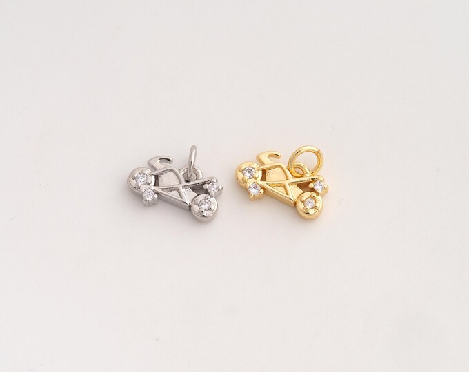 CZ Motorcycle Pendant,Motorcycle Pendant,18K Gold Filled Motorcycle Charm,DIY Jewelry Accessories,10.2x13x3mm