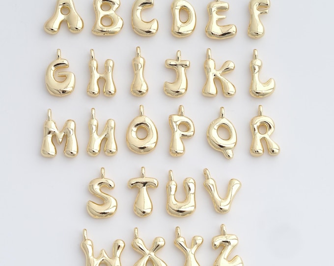 18K Gold Filled Initial Pendant, Letter Pendant, Alphabet Charm, DIY Jewelry Accessories, 16.7x13.8x4mm