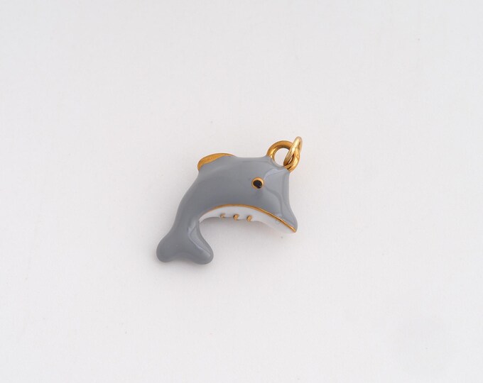 Enamel Dolphin Charms,Dainty Marine Life Charm, 18K Gold Filled Dolphin Pendant,DIY Jewelry Accessories 23x13.8x6.6mm