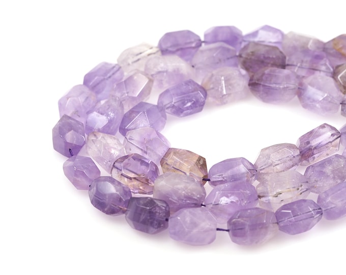 Cube Gemstone Necklace, Light Amethyst Rectangular Gemstone Bead, Cube Natural Stone Chain, Natural Stone Necklace, 15x20mm