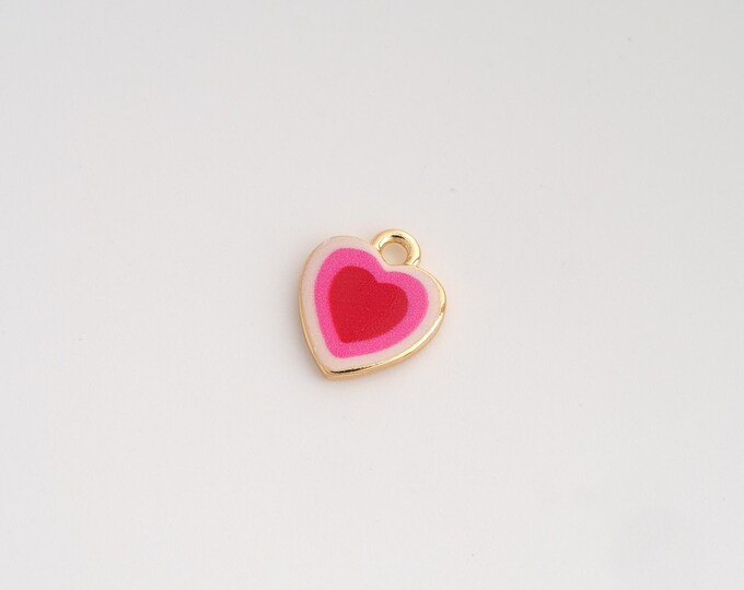 Enamel Heart Pendant,Love Pendant,18K Gold Filled Heart Charm,DIY Jewelry Accessories,12.4x10.5x2mm
