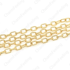 Vergoldete Büroklammerkette Verdrehte Röhrenschlauchkette, halbfertige ovale Kette, geschweißte Kette, DIY-Halskette und Armband, die 1 Meter herstellen