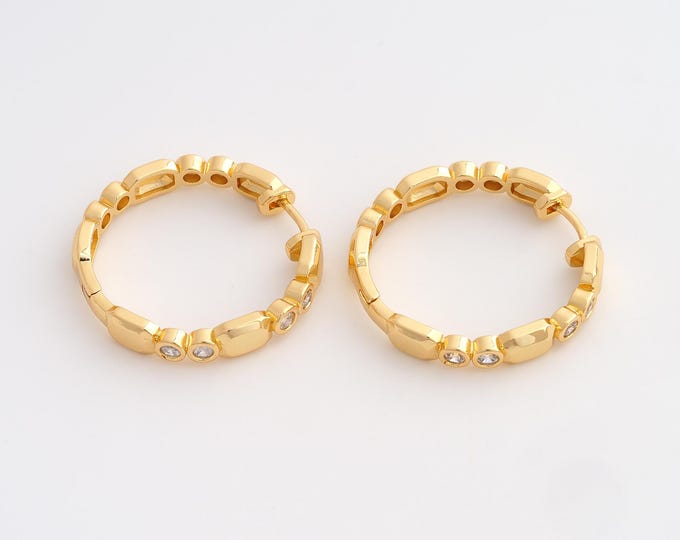 18K Gold Filled Round Earrings, Hugging Hoop Earring, Dainty Earrings,30.4x29x5mm