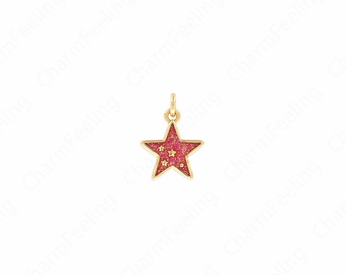 Enamel Pentagram Pendant,18K Gold Filled Star Jewelry, Pentagram Pendant,Star Charm, DIY Jewelry Supplies,14.5x10.5x1.6mm