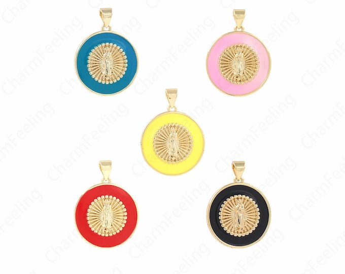 Saint Guadalupe Medal, Enamel Charm,Virgin Mary Necklace, Exquisite Virgin Mary Pendant, Religious Jewelry 20x25x3mm
