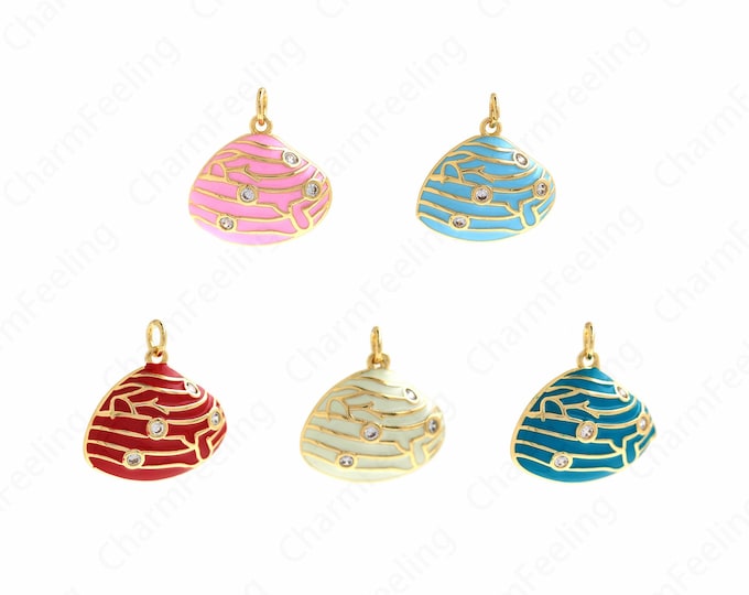 Shell Pendant, Beach Charm, 18K Gold Filled Beach Necklace, Shell Necklace, Shell Charm, DIY Jewelry Supplies, 20x21.3x4.8mm
