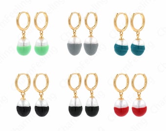 1 Pair,Egg Earrings,  18K Gold Filled Dangle Earrings, Spiked Earring Accessories, Enamel Earrings,Pendant Earrings, Gift for Her