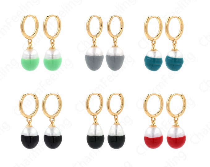 1 Pair,Egg Earrings,  18K Gold Filled Dangle Earrings, Spiked Earring Accessories, Enamel Earrings,Pendant Earrings, Gift for Her