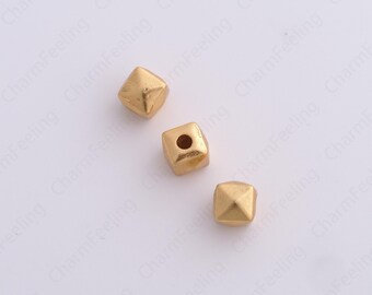 Gold Filled Square Spacer Beads, Brass Square Beads, Metal Beads, Bracelet Beads, DIY Jewelry Making Accessories 7x6.6mm