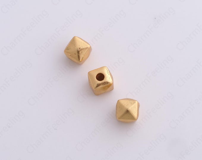 Gold Filled Square Spacer Beads, Brass Square Beads, Metal Beads, Bracelet Beads, DIY Jewelry Making Accessories 7x6.6mm