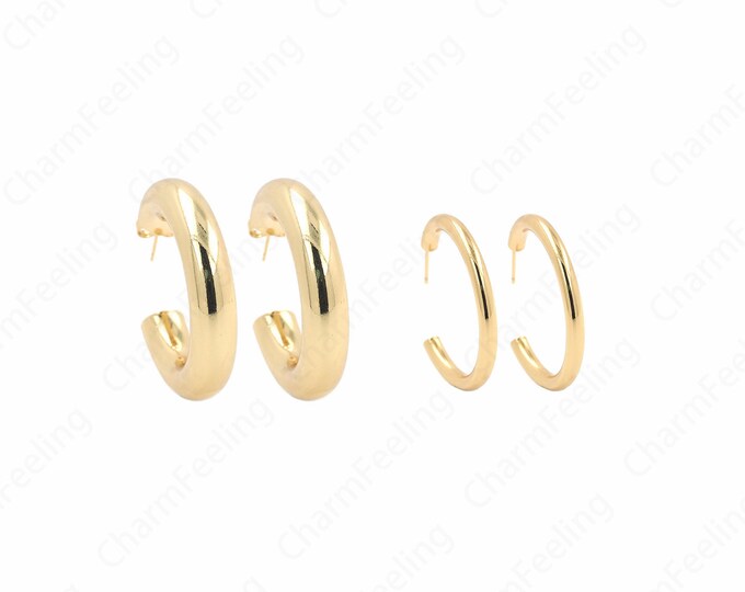 1 Pair C-Shaped Earrings Curved Earrings Moon Earrings 18K Gold Filled Thick Earrings Crescent Earrings Dainty Earrings,Gift for Her,