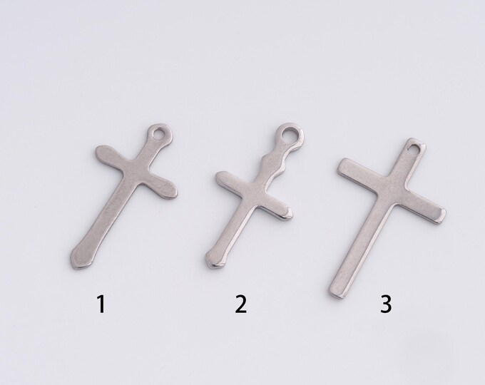 10 pcs Stainless Steel Cross Pendant,Christian Charm,Cross Necklace,Cross Charm,DIY Jewelry Accessories